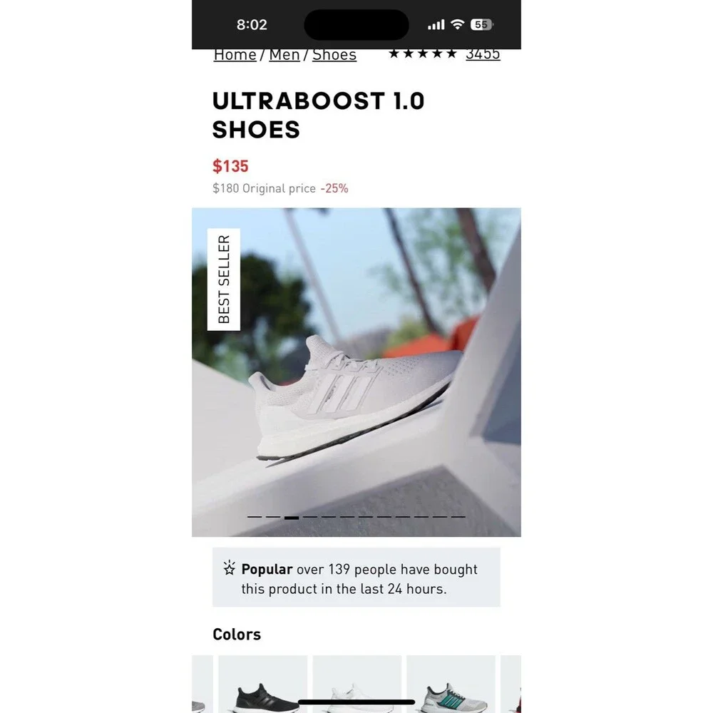 New Mens Adidas Ultraboost 1.0 Cloud white Shoes Size 7.5 Retail $180